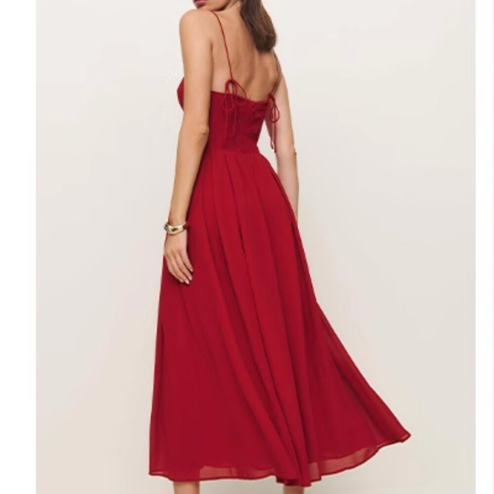 Reformation Jaelyn Midi Dress - Sangre Red Cocktail Holiday Party - Picture 10 of 11